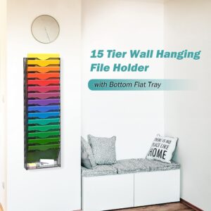 Delifox 16-Tier Wall Mounted Hanging File Organizer Wall File Holder Metal Mesh Vertical Magazine Rack Classroom Office Organization