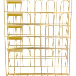 superbpag Hanging File Organizer 5 Tier Wall Mount Document Letter Tray Storage Rack for Office Home Dormitory, Gold