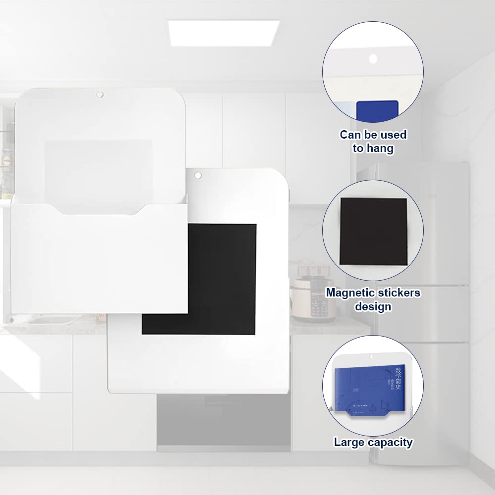 Merkaunis 6 Pack Magnetic File Holder,A4 Large Size Magnetic Paper Holder,Magnetic Magazine Mail Holder,Magnetic Pockets for Locker Whiteboard Classroom Office Home Hanging