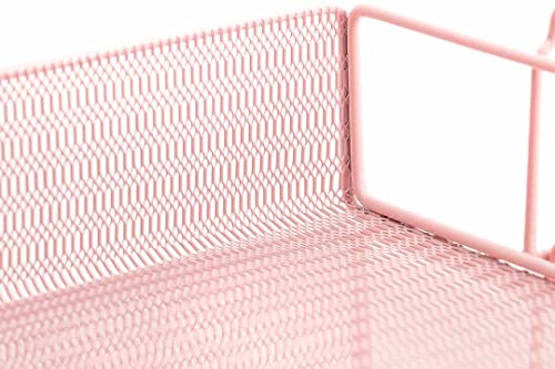 Blu Monaco Pink Desk Organizer Stackable Paper Tray Set of 2 - Metal Wire Two Tier Tray - Stackable Letter Tray - Inbox Tray for Desk