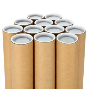 ZOFORTY 20 Pack 2 x 12 Inch (11.8) Mailing Tubes with Caps, Cardboard Poster Tubes for Shipping Posters, Art Prints (Kraft)