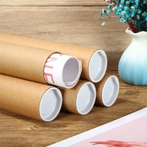 ZOFORTY 20 Pack 2 x 12 Inch (11.8) Mailing Tubes with Caps, Cardboard Poster Tubes for Shipping Posters, Art Prints (Kraft)