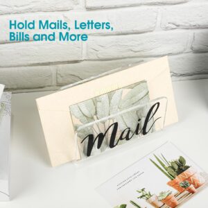 KTRIO Mail Holder Mail Organizer Countertop Acrylic Mail Sorter, Print Mail Script Letter Holder for Desk Envelope Holder Letter Organizer for Home Office School, Bill Filling Paper Document