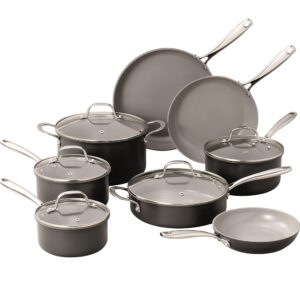 Granitestone Pro Hard Anodized Pots and Pans Set 13 Piece Premium Cookware Set with Ultra Nonstick Ceramic Diamond Coating, 100% PFOA Free, Stay Cool Handle, Oven & Dishwasher Safe