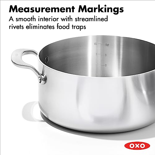 OXO Mira Tri-ply Stainless Steel, 10 Piece Cookware Pots and Pans Set including Ceramic Nonstick Frying Pan, Induction, Multi Clad, Dishwasher and Metal Utensil Safe