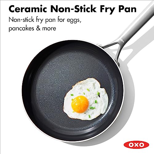 OXO Mira Tri-ply Stainless Steel, 10 Piece Cookware Pots and Pans Set including Ceramic Nonstick Frying Pan, Induction, Multi Clad, Dishwasher and Metal Utensil Safe