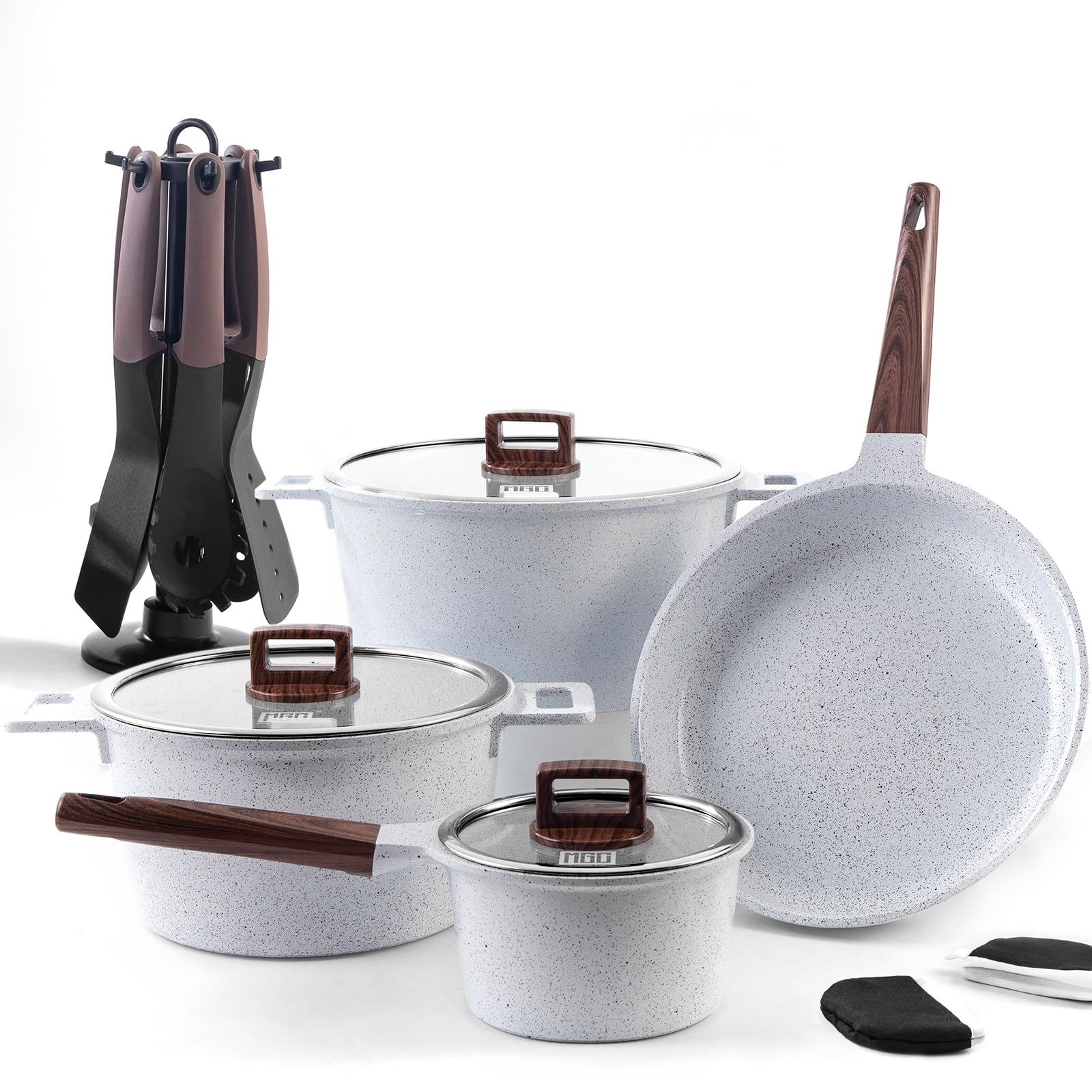 MGC Pots and Pans Set Nonstick Ceramic Coating 16 Piece Kitchen Cookware Sets PFAS-Free Dishwasher Safe