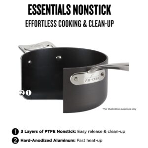 All-Clad Essentials Hard Anodized Nonstick Cookware Set 10 Piece Oven Safe 350F Pots and Pans Black