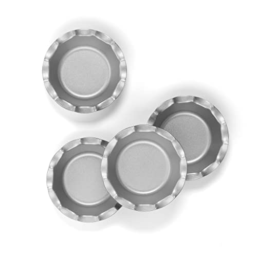 Cuisinart 4 Piece Fluted Tartlet Pan Set Mini-Metal-Bakeware, Steel Alloy