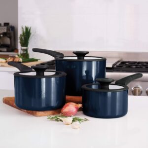 Tramontina 80156/069DS Nesting Nonstick Sauce Pan Set, 6-Piece, Naval