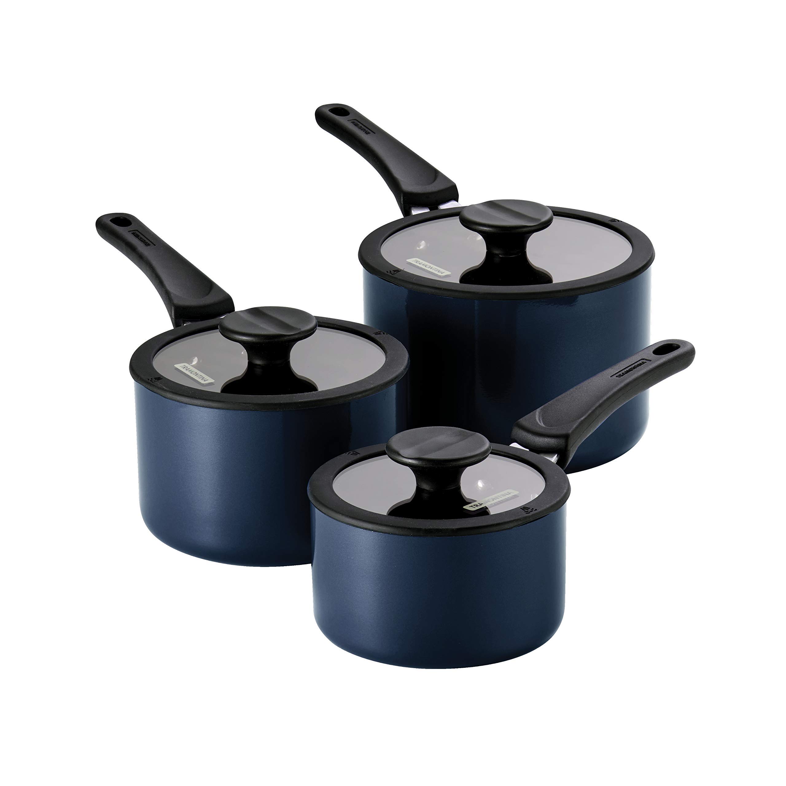 Tramontina 80156/069DS Nesting Nonstick Sauce Pan Set, 6-Piece, Naval