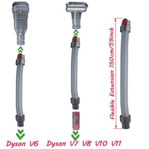 Flexible Extension Hose & Vacuum Attachments - Replacement Parts for Dyson V11 V10 V8 V7 V6 DC74 DC62 DC59 DC44 - Vacuum Cleaner Accessories Dusty Brush