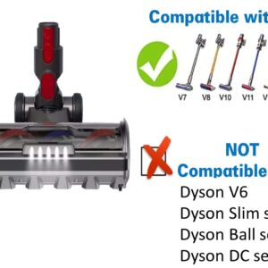 Motorhead Hardwood Floor Attachment for Dyson V7 V8 V10 V11 V15 Vacuum Cleaners with LED Headlights, Roller Cleaner Head Replacement Parts