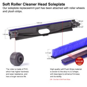 Bottom Soleplate Soft Plush Strips Soleplate Wheels Kit Replacement for Dyson V6 V7 V8 V10 V11 Soft Roller Cleaner Head Part Base Plate