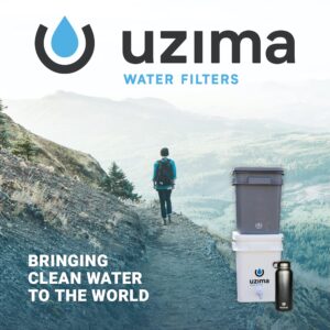 Uzima UZ-2 camping water filter and drinking water filter system, portable travel water filter alternative to water purification systems, water filter for camping, backpacking, and hiking