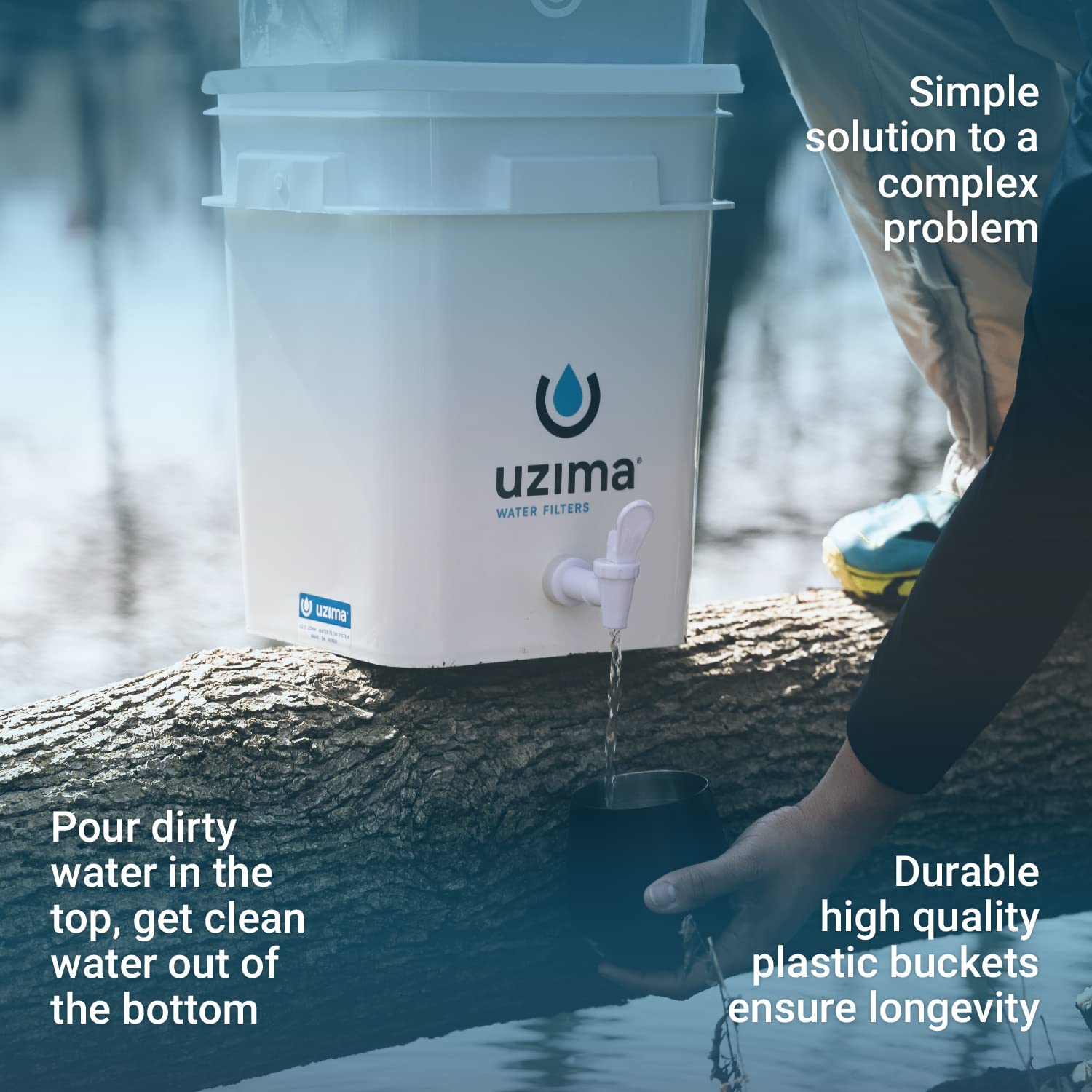 Uzima UZ-2 camping water filter and drinking water filter system, portable travel water filter alternative to water purification systems, water filter for camping, backpacking, and hiking