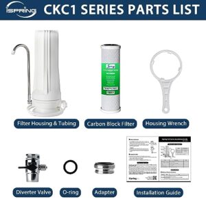 iSpring CKC1 Countertop Drinking Water Filtration System with Carbon Filter 2.5" x 10", White