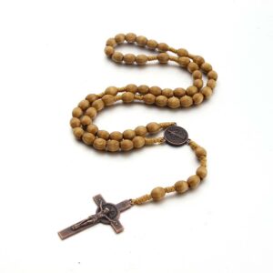 UILZ Rosary Beads Catholic for Women Handmade Wooden Catholic Rosay with Jesus Christ Crucifix Cross Real Healing Wooden Rosary Beads Yoga Meditation Prayer Bead Necklace