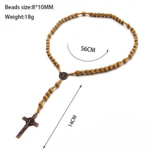 UILZ Rosary Beads Catholic for Women Handmade Wooden Catholic Rosay with Jesus Christ Crucifix Cross Real Healing Wooden Rosary Beads Yoga Meditation Prayer Bead Necklace