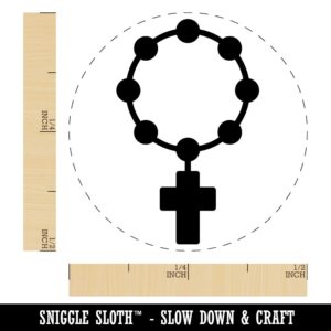 Rosary Catholic Symbol Rubber Stamp for Stamping Crafting Planners - 1/2 Inch Mini