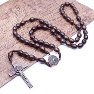 bangtang rosary beads catholic for women, wooden cross necklace for men, prayer necklace beads rosary for mother, first communion gift for boy girl catholic