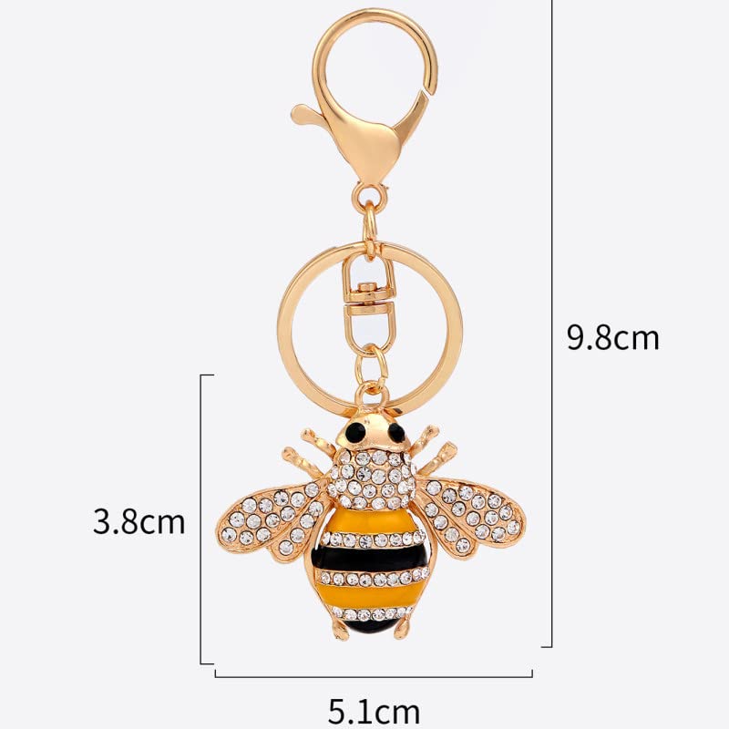 tenghong2021 Sparkling Rhinestone Bee Keychain Bumble Bee Keyring Animal Key Chain Charm for Bag Purse Wallet