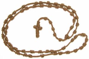 r. heaven brown knotted cord rope rosary beads large and strong
