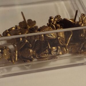 9PC Large Queen Bee Push Pins Antique Gold T-629AG