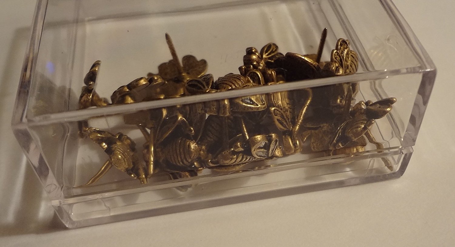 9PC Large Queen Bee Push Pins Antique Gold T-629AG