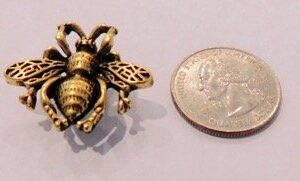 9PC Large Queen Bee Push Pins Antique Gold T-629AG