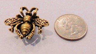 9PC Large Queen Bee Push Pins Antique Gold T-629AG