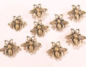 9PC Large Queen Bee Push Pins Antique Gold T-629AG