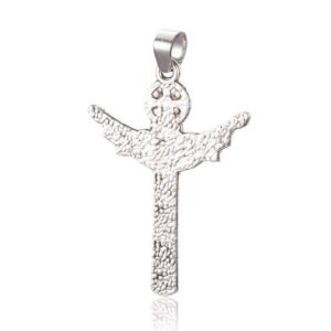 KISSITTY 10pcs Tibetan Style Alloy Crucifix Cross Pendants Religious Cross Charms with Pinch Bail for Easter Rosary Holy Beads Necklace Jewelry Making Antique Silver