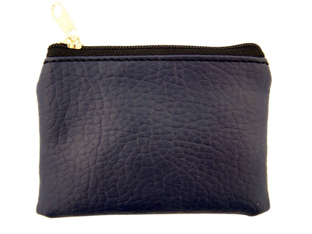 WJH Leather Teatured Lined Rosary Pouch with Zipper Close, 3 1/2 Inch (Dark Blue)