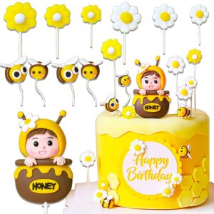 JeVenis Bumble Bee Cake Decoration Bumble Bee Baby Shower Cake Decoration Happy BEE Day Cake Decoration Fun to Bee One Cake Topper Bumble Bee Party Favors Supplies