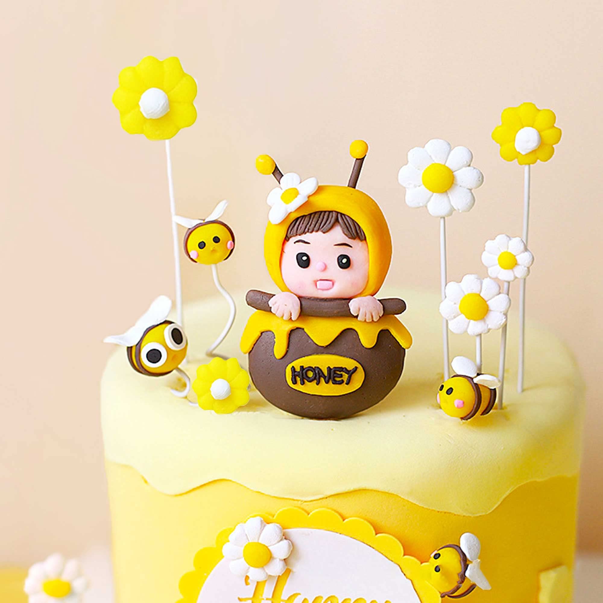 JeVenis Bumble Bee Cake Decoration Bumble Bee Baby Shower Cake Decoration Happy BEE Day Cake Decoration Fun to Bee One Cake Topper Bumble Bee Party Favors Supplies