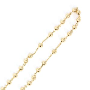 SM Stainless Steel Gold Silver Rosary 3mm-8mm CCB Beads Cross Y Necklace 20”-30” Chain for Women Men (6mm 20" (2) - Gold)