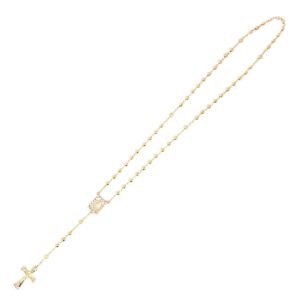 SM Stainless Steel Gold Silver Rosary 3mm-8mm CCB Beads Cross Y Necklace 20”-30” Chain for Women Men (6mm 20" (2) - Gold)