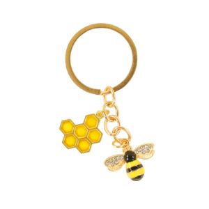 bee keychain - 1 set honey crystal key ring yellow decor for bag decor car supplies,rhinestone decorations for bag accessories gift to women girls