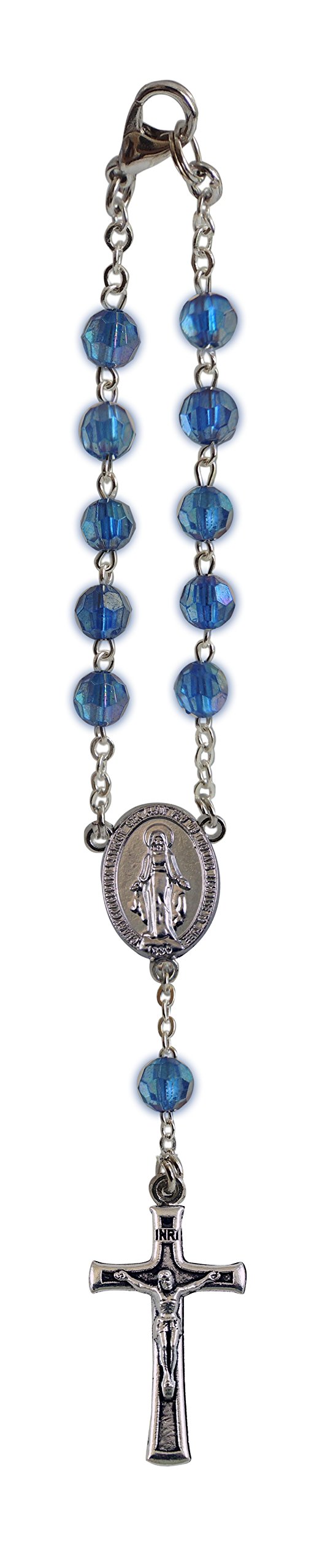 Cathedral Art (Abbey & CA Gift September/Sapphire Birthstone Car Rosary, Multicolored