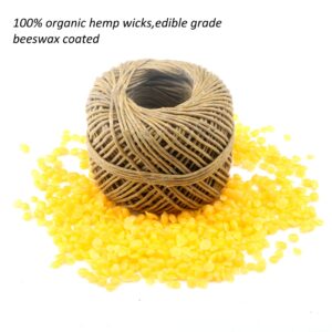 MILIVIXAY Hemp Wick with Natural Beeswax Coating, Edible Grade Beeswax, 200 FT Spool, Standard Size (1.0mm),Unbleached, Un-dyed and 100% Organic.