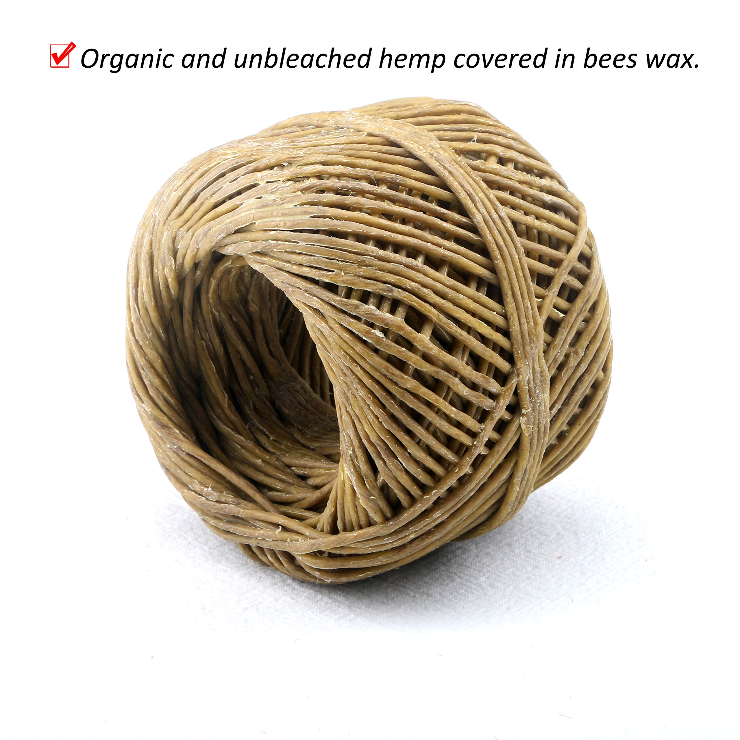 MILIVIXAY Hemp Wick with Natural Beeswax Coating, Edible Grade Beeswax, 200 FT Spool, Standard Size (1.0mm),Unbleached, Un-dyed and 100% Organic.