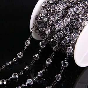 6mm,clear cubic zircon coin bead wire wrapped rosary chain,cz faceted flat round bead gun black chain,metal black bracelets - (color: 5meters)