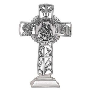 creative brands st. thomas more standing cross, 5-inch height, pewter