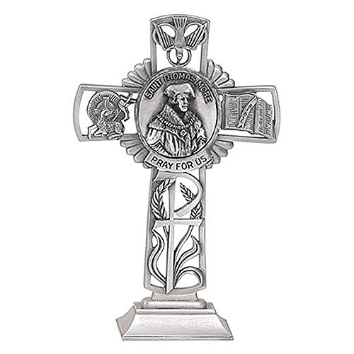 Creative Brands St. Thomas More Standing Cross, 5-inch Height, Pewter