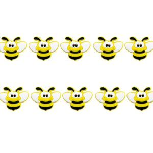 Decoendiy 10Pcs Silicone Bee Beads-Colorful Shaped Silicone Animal Beads-Loose Bee Spacer Beads with Hole-Flat Bee Silicone Beads for Jewelry Making DIY Bracelets Necklaces Keychain Crafts (Yellow)