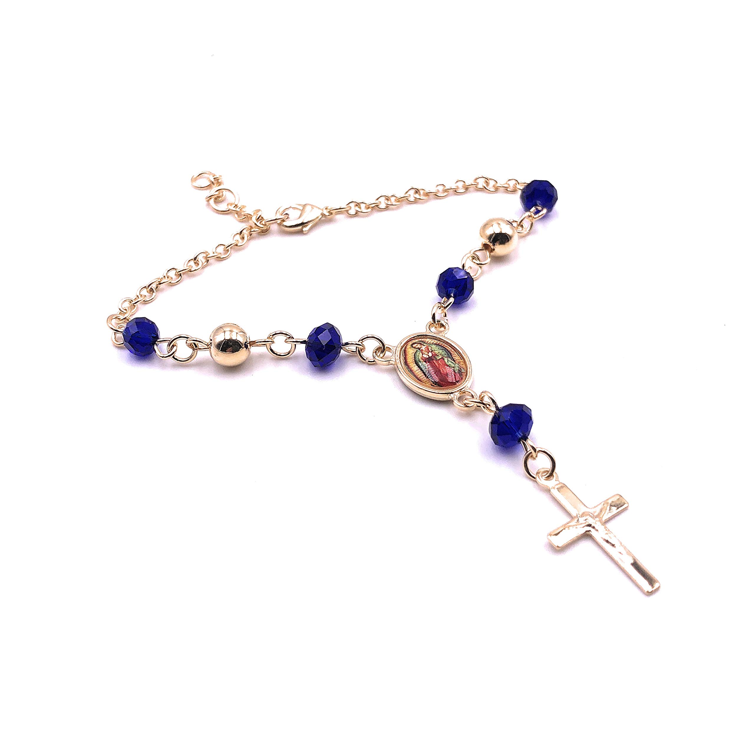 Small Rosary Bracelet Virgen de Guadalupe and Crucifix Pendant