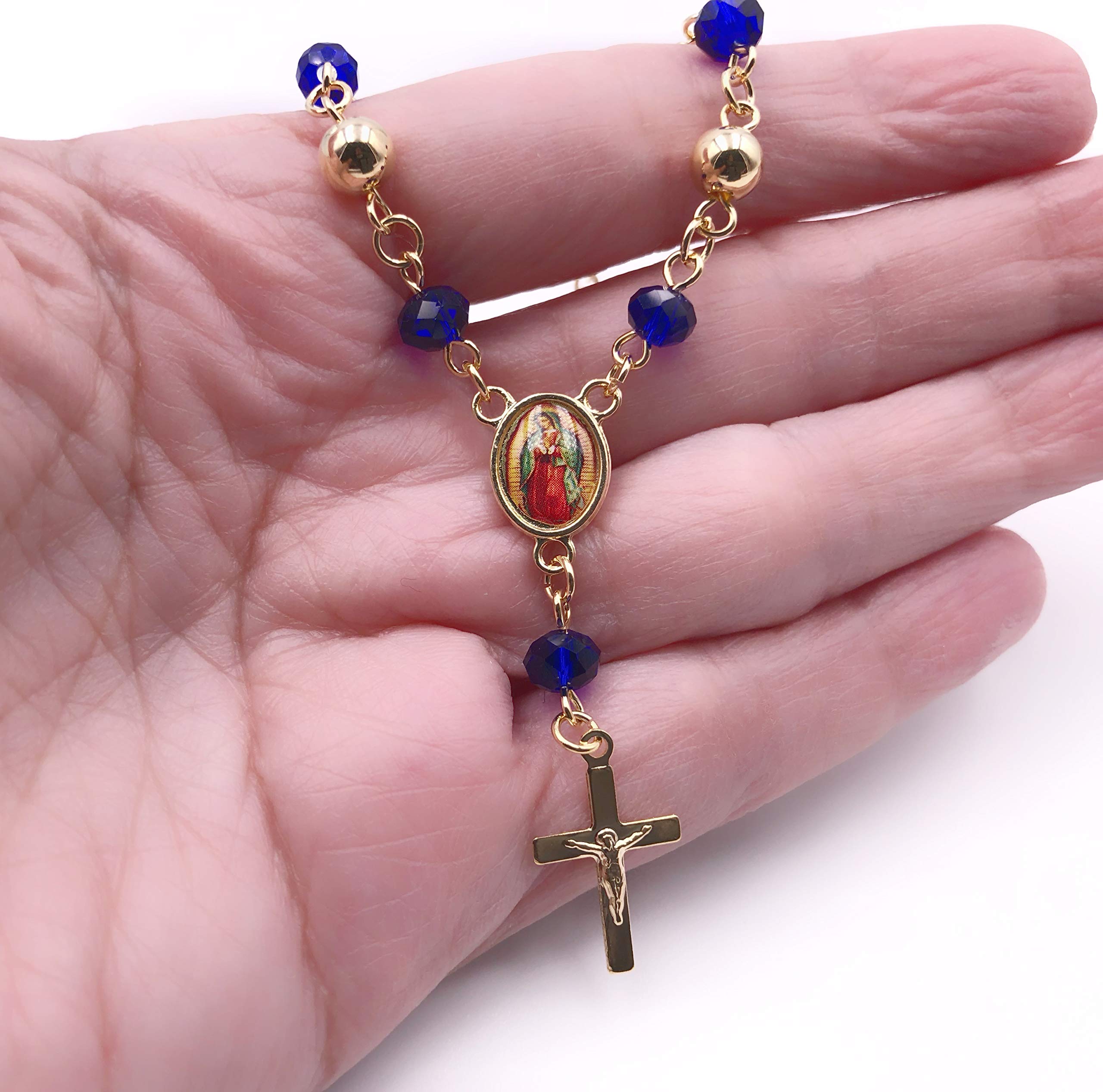 Small Rosary Bracelet Virgen de Guadalupe and Crucifix Pendant