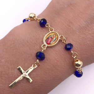 Small Rosary Bracelet Virgen de Guadalupe and Crucifix Pendant