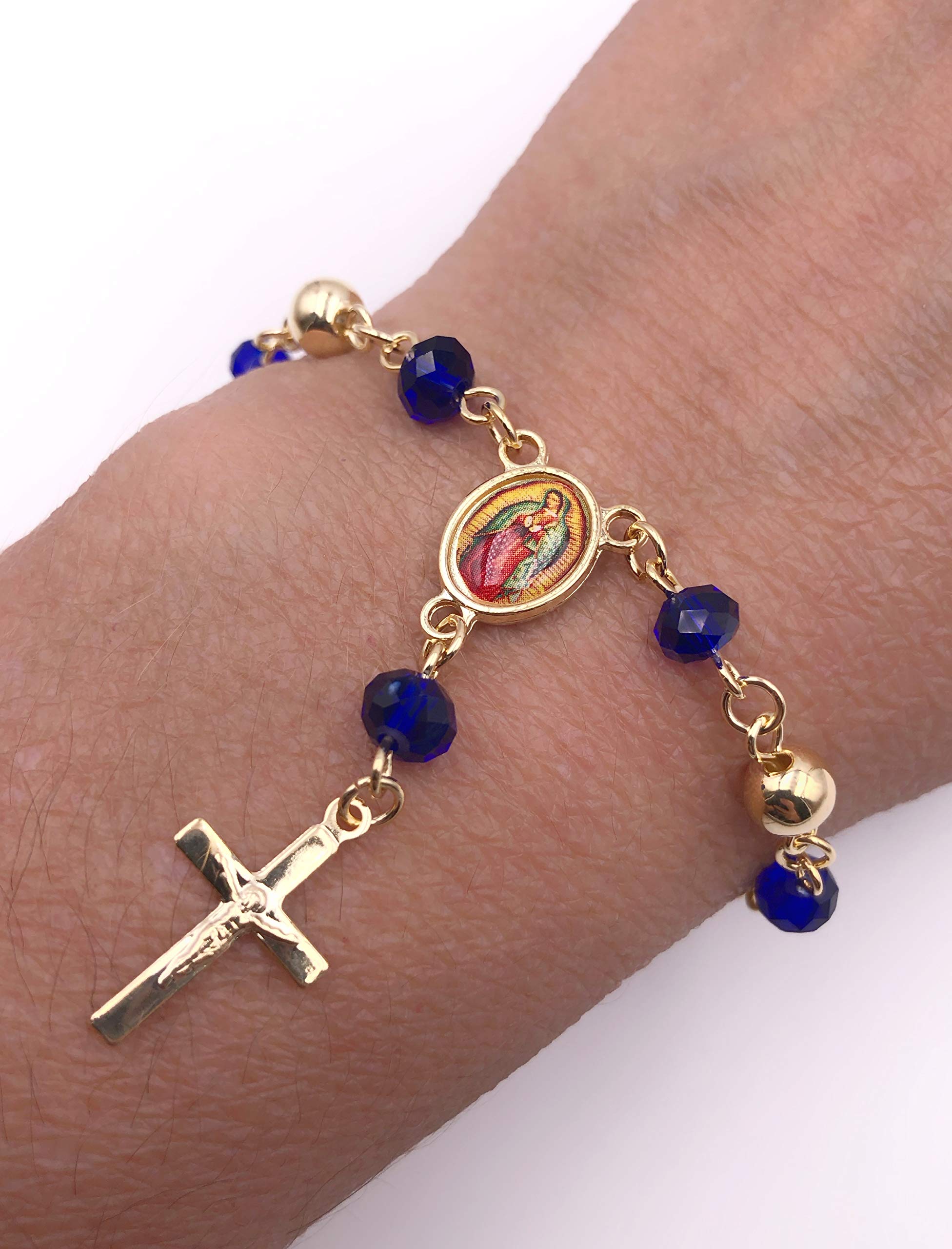 Small Rosary Bracelet Virgen de Guadalupe and Crucifix Pendant